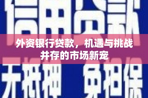 安溪外资银行贷款，机遇与挑战并存的市场新宠