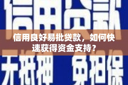 安溪信用良好易批贷款，如何快速获得资金支持？