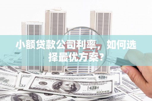 安溪小额贷款公司利率，如何选择最优方案？