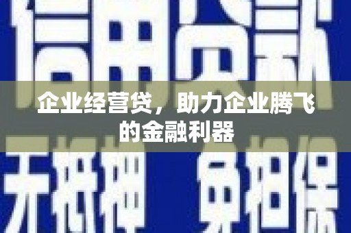 安溪企业经营贷，助力企业腾飞的金融利器