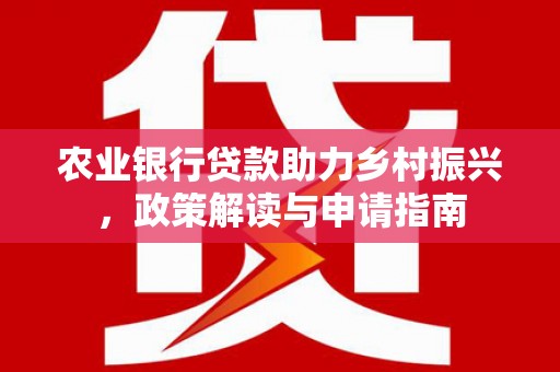 安溪农业银行贷款助力乡村振兴，政策解读与申请指南