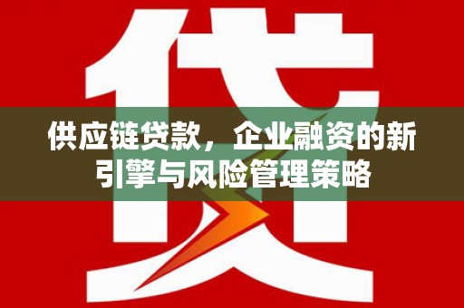 安溪供应链贷款，企业融资的新引擎与风险管理策略