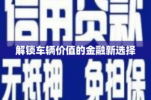 安溪解锁车辆价值的金融新选择